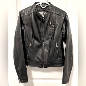 Levi’s Zip Front Water Repellant Faux Leather Moto Jacket, Size Small, Black